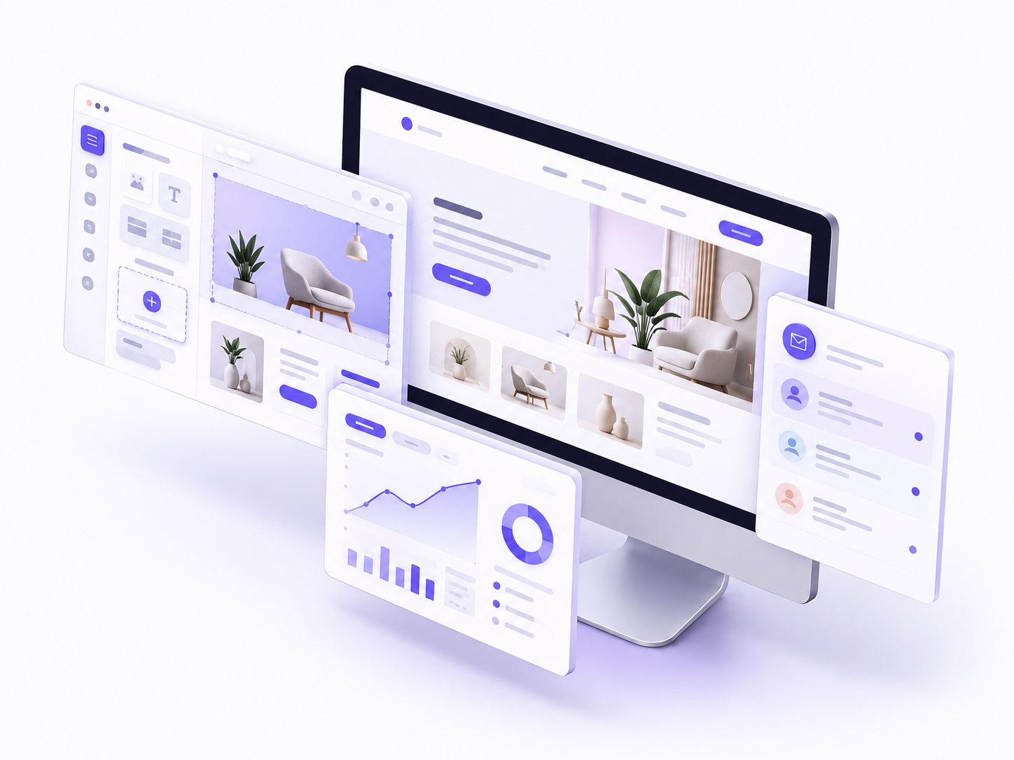 Vista de una web con módulos de diseño y contenido